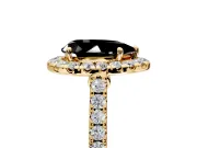 Halo Engagement Ring Setting for Fancy Black Pear-Shaped Center with Narrowing Pave Band and Prong Head in Yellow Gold