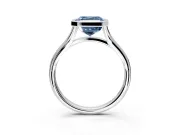 Solitaire Engagement Ring Setting for Fancy Blue Asscher Cut Center with V Split Shank and Bezel Head in Platinum