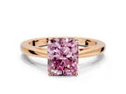 Solitaire Engagement Ring Setting for Fancy Pink Radiant Cut Center with Open Cathedral Shoulders and Prong Head in Rose Gold