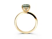 Solitaire Engagement Ring Setting for Fancy Green Princess Cut Center with Fine Wire Band and Prong Head in Yellow Gold