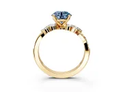 Solitaire Engagement Ring Setting for Fancy Blue Round Cut Center with Marquise Accent Twist Band and Prong Head in Yellow Gold