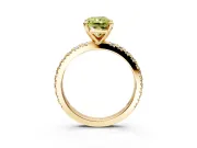 Solitaire Engagement Ring Setting for Fancy Yellow Radiant Cut Center with Fine Pave Band and Claw Prong Head in Yellow Gold