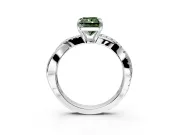 Crossover Engagement Ring Setting for Fancy Green Radiant Cut Center with Pave and Plain Strands and Prong Head in Platinum