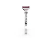 Open Basket Engagement Ring Setting for Fancy Pink Emerald Cut Center with Pave Band and Prong Head in Platinum
