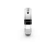 Round Cut Lab-Grown Diamond 7 Stone Channel Men's Wedding Band with Grooved Borders in Sterling Silver