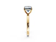 Solitaire Engagement Ring Setting for Fancy Blue Princess Cut Center with Fine Wire Band and Prong Head in Yellow Gold