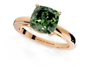 Solitaire Engagement Ring Setting for Fancy Green Cushion Cut Center with Basket Rail and Prong Head in Rose Gold