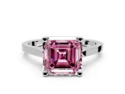 Solitaire Engagement Ring Setting for Fancy Pink Asscher Cut Center with Tapered Shoulders and Prong Head in Platinum