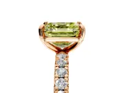 Solitaire Engagement Ring Setting for Fancy Yellow Asscher Cut Center with Shared-Prong Accents and Prong Head in Rose Gold
