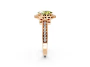 Halo Engagement Ring Setting for Fancy Yellow Oval Center with Outer Bezel Rim, Pave Band and Prong Head in Rose Gold