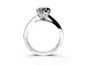 Solitaire Engagement Ring Setting for Fancy Green Heart-Shaped Center with Princess Cut Channel Band and Prong Head in White Gold