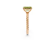Solitaire Engagement Ring Setting for Fancy Yellow Emerald Cut Center with Plain Twisted Rope Band and Prong Head in Rose Gold