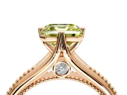 Solitaire Engagement Ring Setting for Fancy Yellow Asscher Cut Center with Milgrain Cathedral Band and Prong Head in Rose Gold