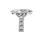 Solitaire Engagement Ring Setting for Marquise Center with Single Row Accent Band and Prong Head in Sterling Silver