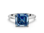 Solitaire Engagement Ring Setting for Fancy Blue Asscher Cut Center with Knife Ridge Band and Claw Prong Head in Sterling Silver
