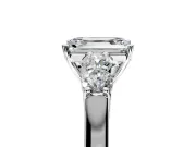 5 Stone Engagement Ring Setting for Emerald Cut Center with Equal Close-Set Accents and Prong Head in White Gold