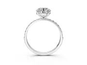 Solitaire Engagement Ring Setting for Round Cut Center with Pave Accents and Prong Head in Platinum