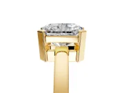 Solitaire Engagement Ring Setting for Radiant Cut Center with Plain Band and Flat Tab Prong Head in Yellow Gold