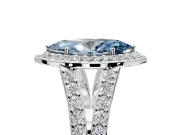 Halo Engagement Ring Setting for Fancy Blue Marquise Center with Narrow Pave Split Shank and Prong Head in Sterling Silver