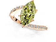 Solitaire Engagement Ring Setting for Fancy Yellow Marquise Center with Pave Bypass Swirl Band and Prong Head in Rose Gold