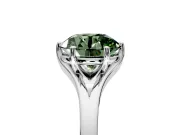Solitaire Engagement Ring Setting for Fancy Green Round Cut Center with Plain Split Shank and Prong Head in Sterling Silver
