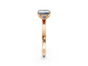 Solitaire Engagement Ring Setting for Fancy Blue Princess Cut Center with Thin Rounded Plain Band and Prong Head in Rose Gold