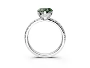 Solitaire Engagement Ring Setting for Fancy Green Heart-Shaped Center with Large Accents and Prong Head in White Gold