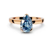 Solitaire Engagement Ring Setting for Fancy Blue Pear-Shaped Center with Plain Band and Flat Tab Prong Head in Rose Gold
