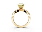 Solitaire Engagement Ring Setting for Fancy Yellow Princess Cut Center with Criss-Cross Accent Band and Prong Head in Yellow Gold