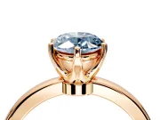 Solitaire Engagement Ring Setting for Fancy Blue Oval Center with Plain Band and Tulip Prong Head in Rose Gold