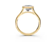Solitaire Engagement Ring Setting for Asscher Cut Center with V Split Shank and Bezel Head in Yellow Gold