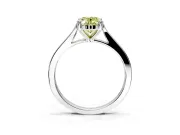 Solitaire Engagement Ring Setting for Fancy Yellow Oval Center with Tapered Shoulders and Prong Head in Platinum