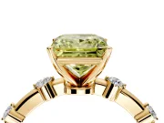 Solitaire Engagement Ring Setting for Fancy Yellow Princess Cut Center with Bezel Station Band and Prong Head in Yellow Gold