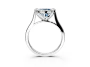 Single Halo Engagement Ring Setting for Fancy Blue Heart-Shaped Center with Corner Claws, Plain Band and Prong Head in Sterling Silver