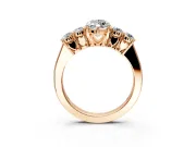 5 Stone Engagement Ring Setting for Marquise Center with Equal Close-Set Accents and Prong Head in Rose Gold