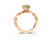 Solitaire Engagement Ring Setting for Fancy Yellow Princess Cut Center with Bar-Station Pave Twist and Prong Head in Rose Gold