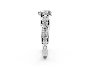 Solitaire Engagement Ring Setting for Heart-Shaped Center with Graduated Shared Prongs and Prong Head in White Gold