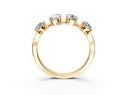 Elongated Cushion Cut Lab-Grown Diamond 4 Stone Wedding Band with Leaf Prongs in Yellow Gold