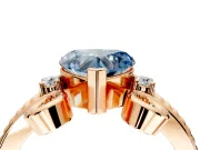 Solitaire Engagement Ring Setting for Fancy Blue Heart-Shaped Center with Twisted Band and Scroll Prong Head in Rose Gold