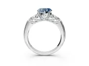Cluster Engagement Ring Setting for Fancy Blue Heart-Shaped Center with Round Cut Accent Frame and Prong Head in Sterling Silver