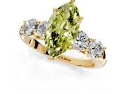 5 Stone Engagement Ring Setting for Fancy Yellow Marquise Center with Graduated Accents and Prong Head in Yellow Gold