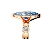 Solitaire Engagement Ring Setting for Fancy Blue Marquise Center with Beaded Bezel Station Band and Prong Head in Rose Gold