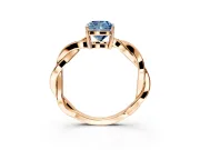 Solitaire Engagement Ring Setting for Fancy Blue Cushion Cut Center with Twisted Pave Band and Prong Head in Rose Gold