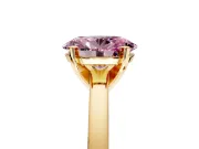 Solitaire Engagement Ring Setting for Fancy Pink Oval Center with Basket Rail and Prong Head in Yellow Gold