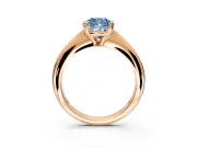 Solitaire Engagement Ring Setting for Fancy Blue Cushion Cut Center with Reverse Tapered Band and Prong Head in Rose Gold