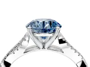 Solitaire Engagement Ring Setting for Fancy Blue Round Cut Center with Twisted Pave Split Shank and Prong Head in Platinum