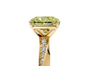 Side Accent Engagement Ring Setting for Fancy Yellow Radiant Cut Center with Accent Shoulders and Prong Head in Yellow Gold