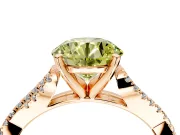 Solitaire Engagement Ring Setting for Fancy Yellow Round Cut Center with Twisted Pave Split Shank and Prong Head in Rose Gold