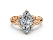 Solitaire Engagement Ring Setting for Marquise Center with Filigree Accent Basket and Prong Head in Rose Gold