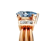 Solitaire Engagement Ring Setting for Fancy Blue Pear-Shaped Center with Grooved Bar Accent Band and Prong Head in Rose Gold